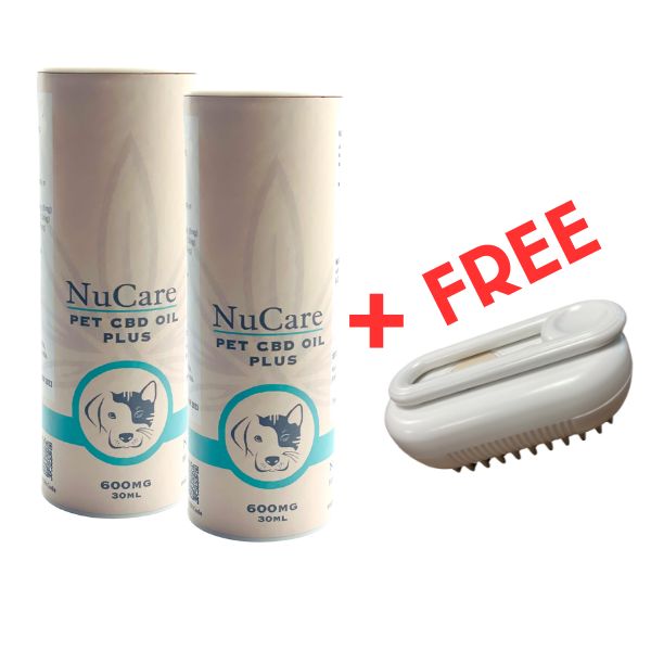 NuCare Pet CBD Oil PLUS 600mg - 30ml x2 + Free Brush
