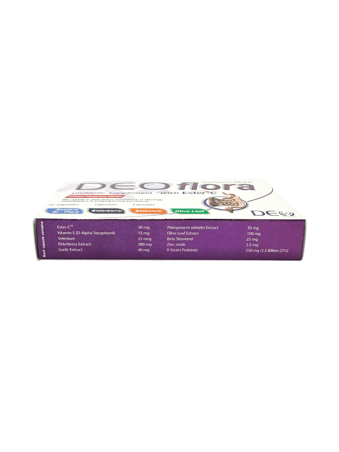 DeoFlora Probiotic Supplement with Ester-C - 30 Capsules