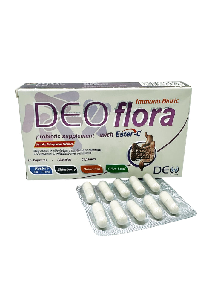 DeoFlora Probiotic Supplement with Ester-C - 30 Capsules